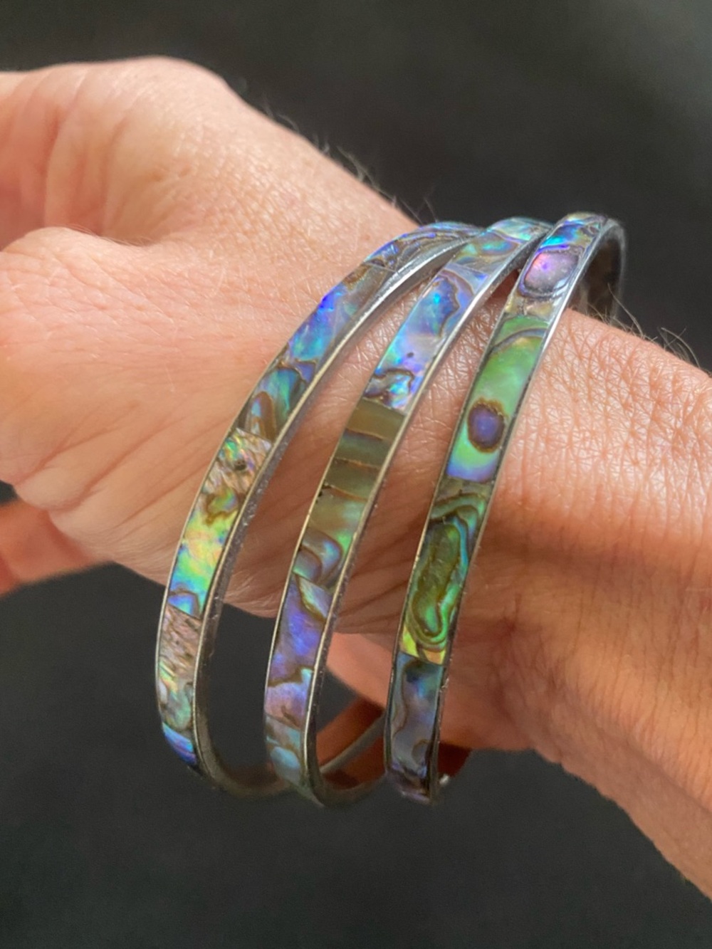 Abalone and Silver Bangles/ Bracelet set